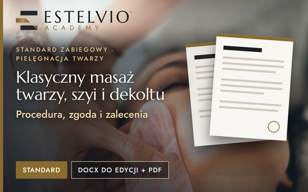 Standard zabiegu: Klasyczny masaż twarzy, szyi i dekoltu